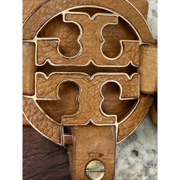 Tory Burch Miller Sandals Size 8.5 Brown Leather Logo Thong Sandals Leather - Picture 4 of 5